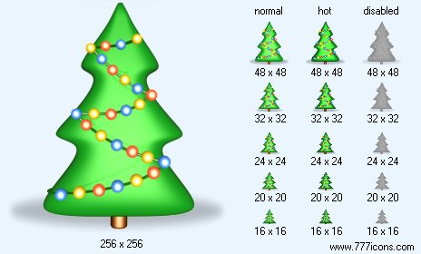 New Year Tree with Shadow Icon Images