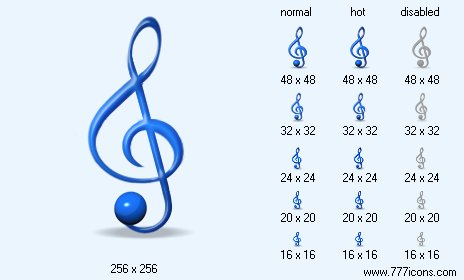 Treble Clef with Shadow Icon Images