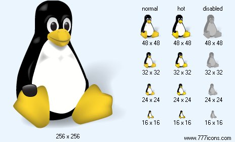 Linux Penguin with Shadow Icon Images