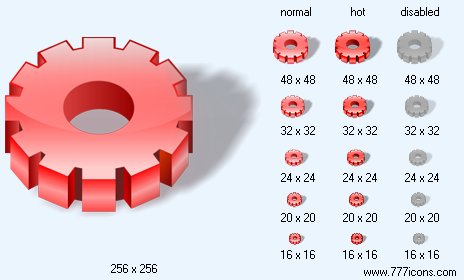 Red Gear with Shadow Icon Images
