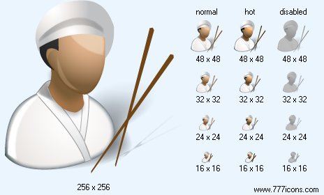 Chinese Cook with Shadow Icon Images