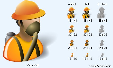 Fireman with Shadow Icon Images