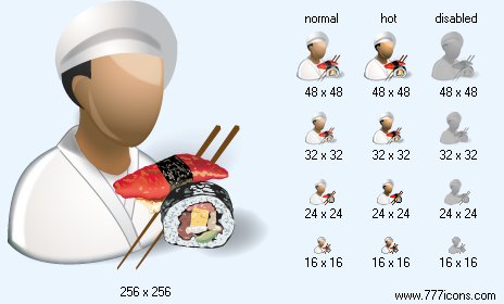 Japanese Cook with Shadow Icon Images