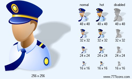 Police Officer with Shadow Icon Images