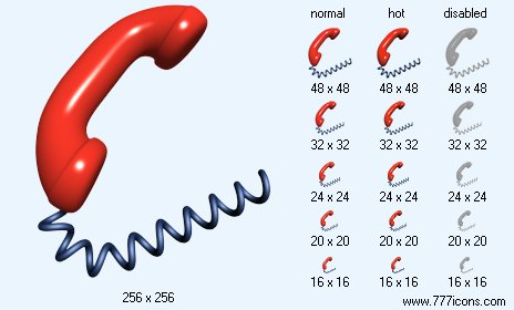 Red Receiver With Cord Icon Images