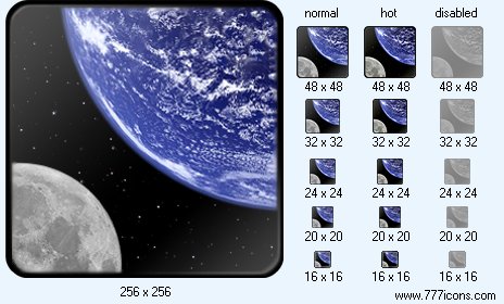 Earth And Moon Icon Images