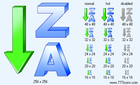 Sorting Z-A Icon Images