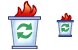 Burning trash can icons