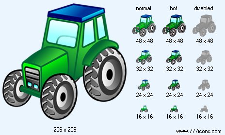 Wheeled Tractor Icon Images